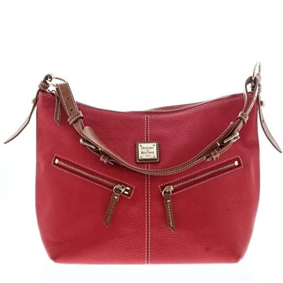 Dooney & Bourke Handbags - ❤️👜 Dooney & Bourke Red Leather Hobo with Brown Trim